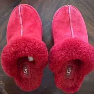 UGG Kids Plush Red Slippers